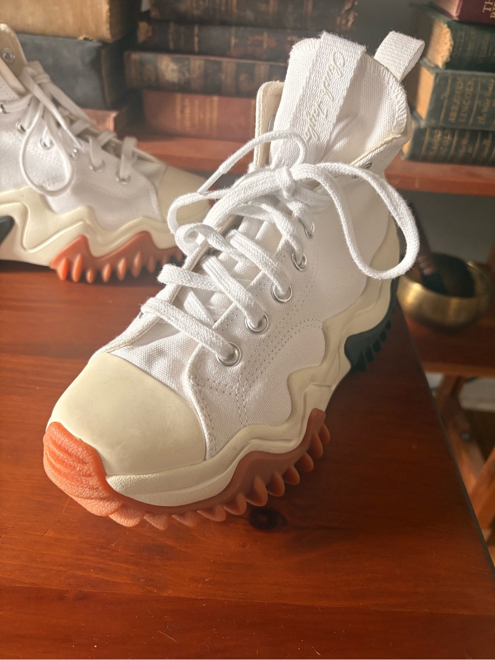 Converse Run Star Motion White High-Top Sneakers Black Orange Zigzag Sole - Picture 4 of 8